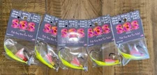 5 pack Pompano Jigs w/Teaser Yellow Chartreuse w/pink Teaser 3/8oz 1/2oz 3/4oz 