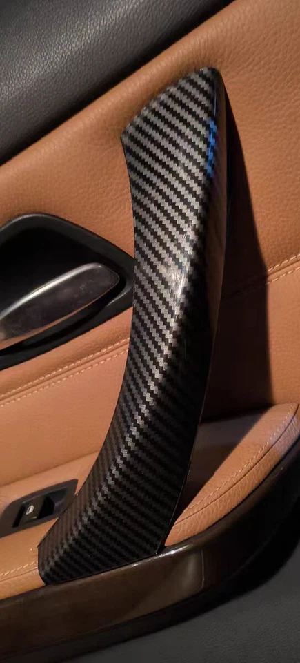 For BMW 3 Series E90 E91 E93 05-12 Carbon Fiber Door Handle Inner Armrest Cover Foto 3 de 4