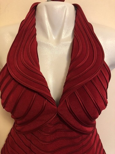 JS Collections Fancy Dressy Halter Sleeveless Top Burgundy Red Color, Size 4 - Picture 2 of 7
