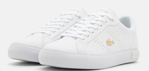 Lacoste Womens Powercourt 2.0 Trainers White/Gold UK 5. - Picture 3 of 4