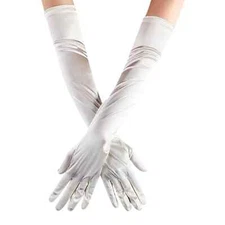 Bridal Prom Costume Adult Satin Gloves Ivory Solid Opera Length New Party