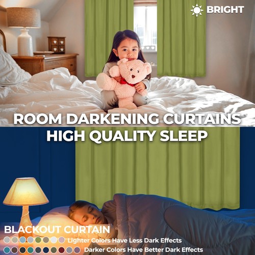 Classic 52" Wide Solid Back Tabs Room Darkening Blackout Curtain Panel Set of 2 - Picture 127 of 172