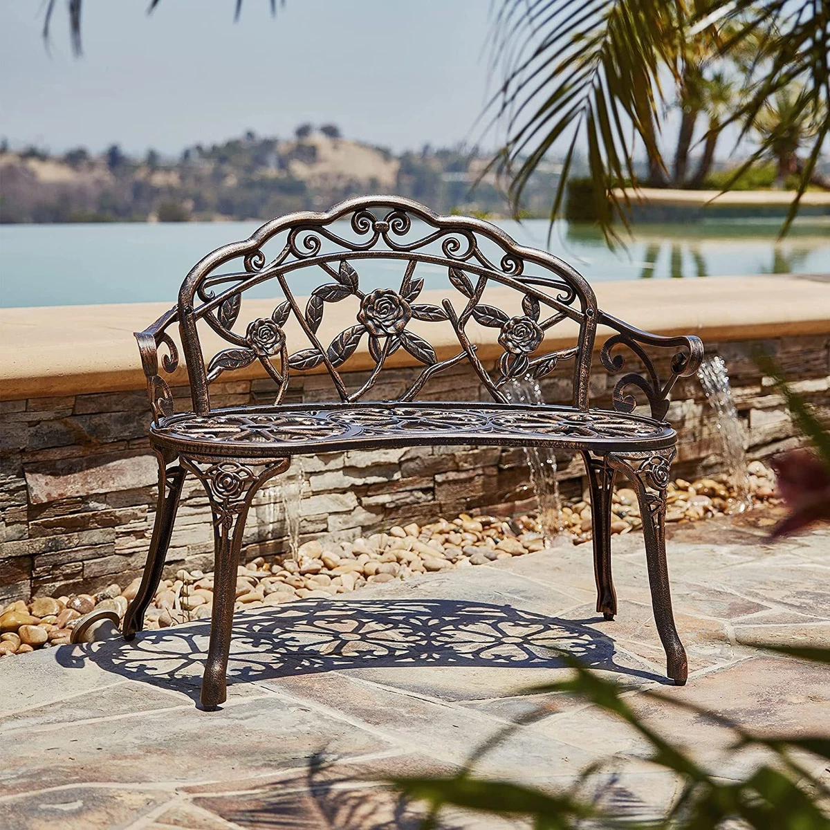 Cast aluminum park bench hot sale