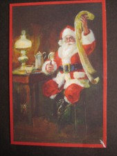 vintage greeting card Hallmark CHRISTMAS Santa w/ His Long List