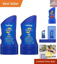 Travel Size Sport Sunscreen SPF 50 Lotion (2 Pack) - Unscented & Water Resistant