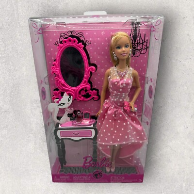 2008 Barbie Color Your World Pink with Pink Polka Dot Dress Mirror Mattel