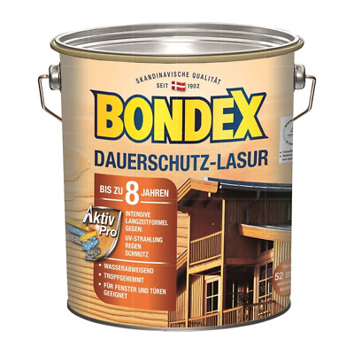 BONDEX Dauerschutz-Lasur 4 LTR Wetterschutzlasur Fensterlasur Türenlasur
