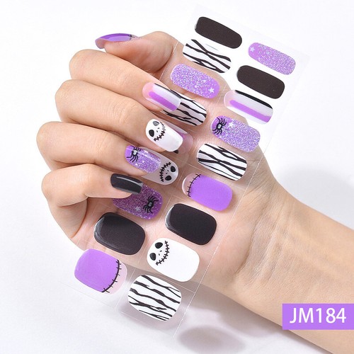 Adesivi unghie gel UV semi-cura teschio zucca Halloween 2025 lampada UV decalcomanie unghie - Foto 10 di 37
