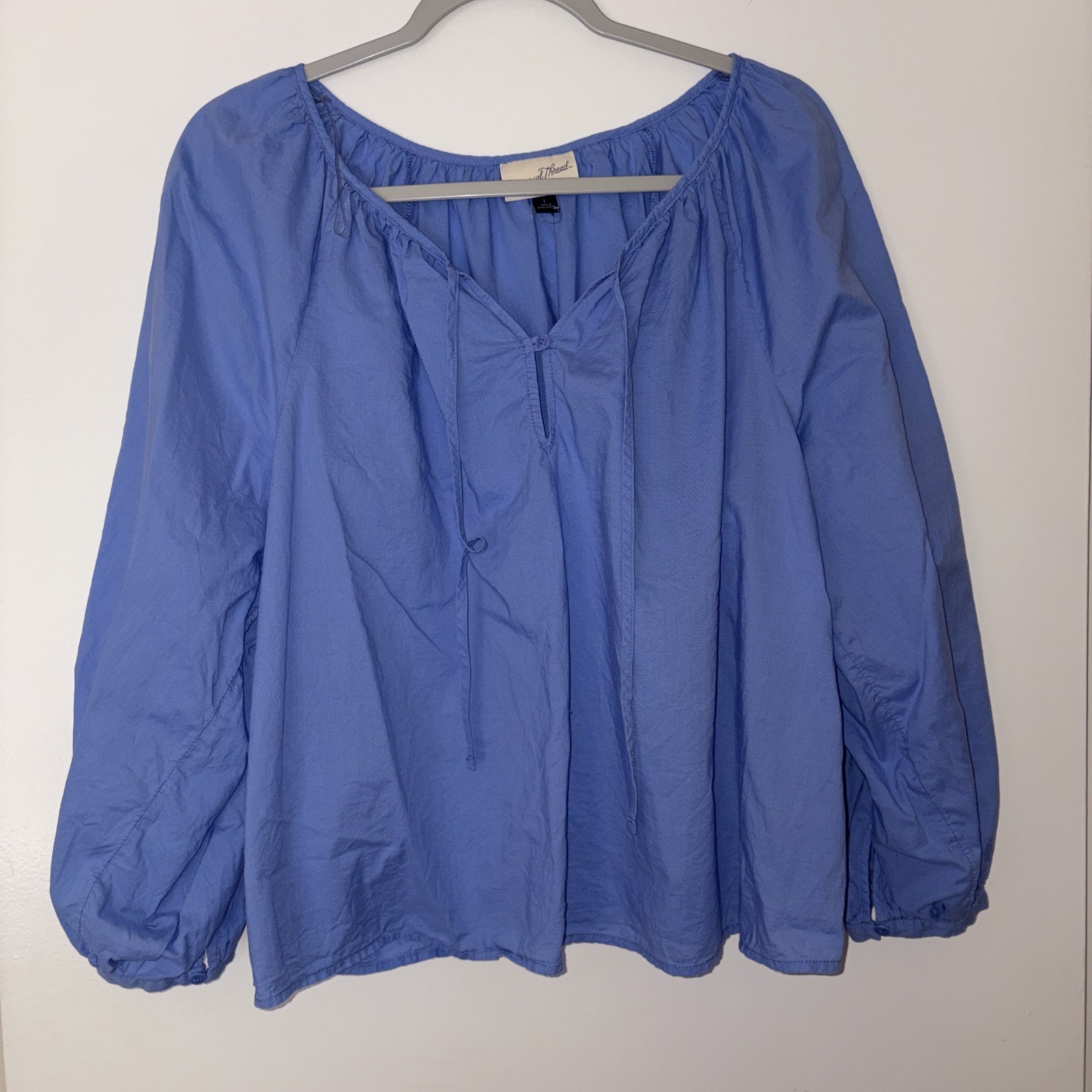 Universal Thread Periwinkle Peasant Top Size L Ga… - image 1