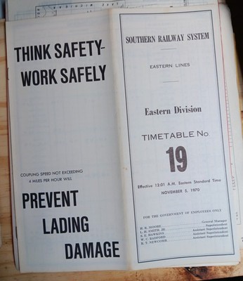 Railroad Employee Timetable SOU Southern Railway #19 Eastern Div Nov 5, 1970