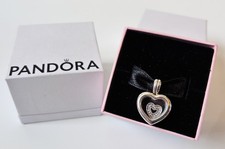 Pandora Floating Heart Locket + Heart Floating Charm Necklace Pendant S925 ALE