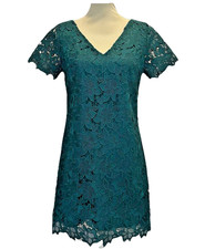 Ann Taylor Green Lace Sheath Dress V Neck Short Sleeve Cocktail Party Size 2 NWT