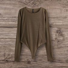 H M Divided Olive Green Bodysuit W/ Thumbholes