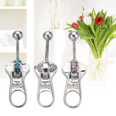  3Pcs Zipper Belly Button Ring Nieten Navels Piercing Schmuck Körperdekoration