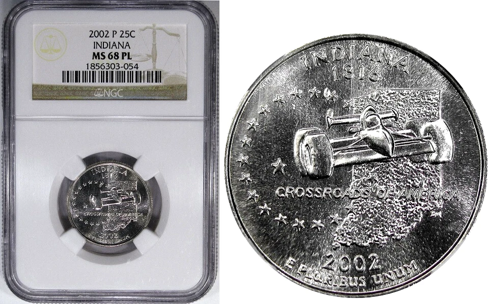2002-P NGC MS68PL PROOFLIKE INDIANA STATE 25C ~ POP 12/0 FINEST KNOWN! - Image 2 of 4