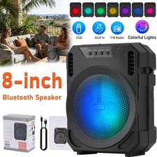 Portable Bluetooth Speaker 500W 8" woofer Sound System USB/TF/AUX/FM/TWS W/LED