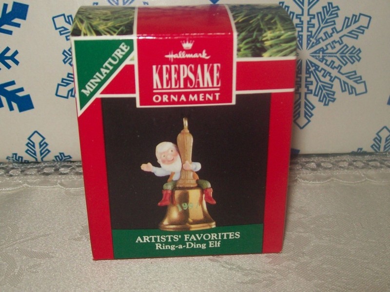 HALLMARK RING-A-DING ELF 1991 MINIATURE CHRISTMAS KEEPSAKE ORNAMENTS BELL