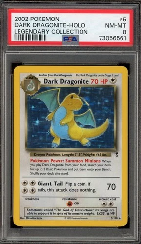 Pokemon Dark Dragonite Legendary Coll. Holo Rare #5 PSA 8