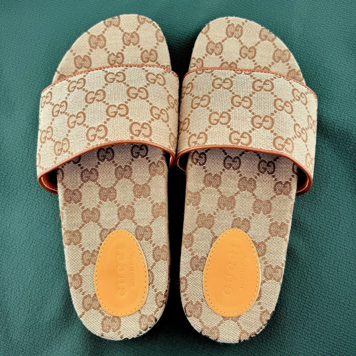 Gucci GG LOGO Monogram Wide Strap Sandal Brown/ Beige Canvas Mens UK 7.5 US 8 GUCCI Men main image 3