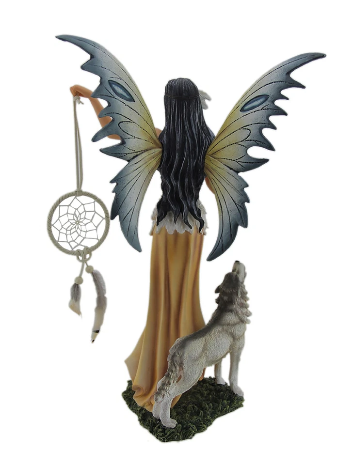 Estatua de hadas y lobo blanco de Zeckos Una y Tala el sueño nativo americano Foto 3 de 3