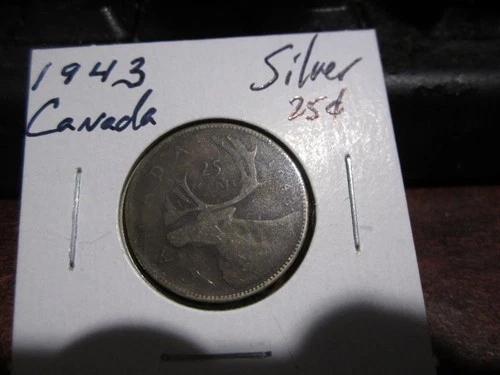 Canada 1943 - 25 Cent Quarter Canadian Coin - 80% Silver