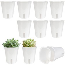 10 Pack 3 Inch Self Watering Pots for Indoor Plants - Plastic Planters