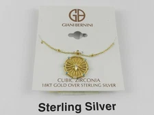 Giani Bernini Blue Cubic Zirconia Starburst Pendant Necklace 18k Gold over Silve