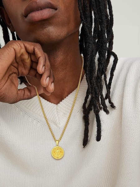 Alternate view of Men Women Gold Plated Saint Benedict Necklace Amulet