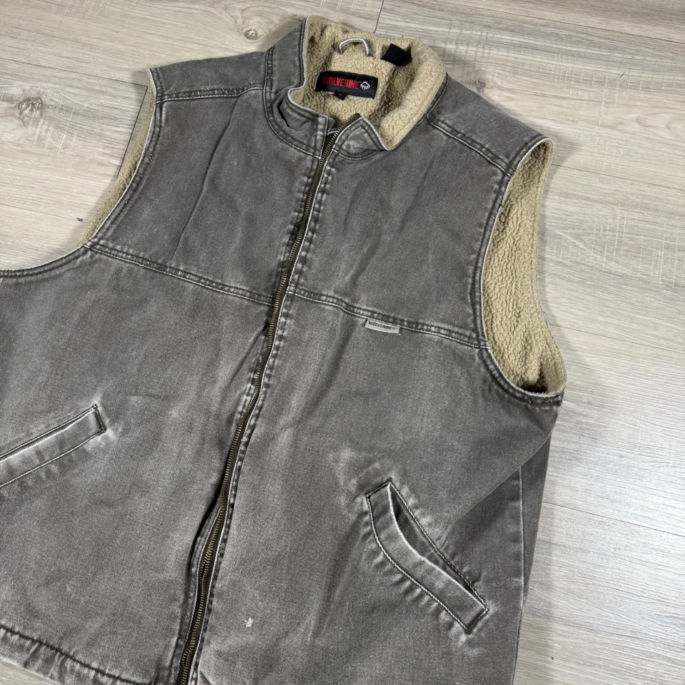 Wolverine Canvas Sherpa Lined Vest Full Zip Workwear Vintage Look SZ XL Size XL - Image 2 of 4