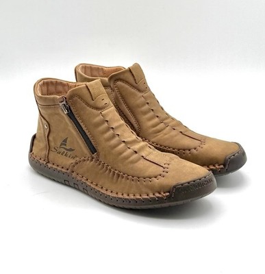 Men's Salkin Brown Ankle Boots Size EU 43/US 10 Model 2109  Pull On side Zip New