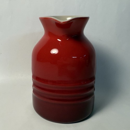 Le Creuset Syrup Jug Jar Red Cerise Ombre Maple Leaf Design 6 oz 4" - Picture 4 of 7