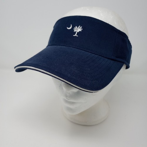 South Carolina Palmetto Moon Flag Logo Head Shots Navy Blue Adjustable Sun Visor