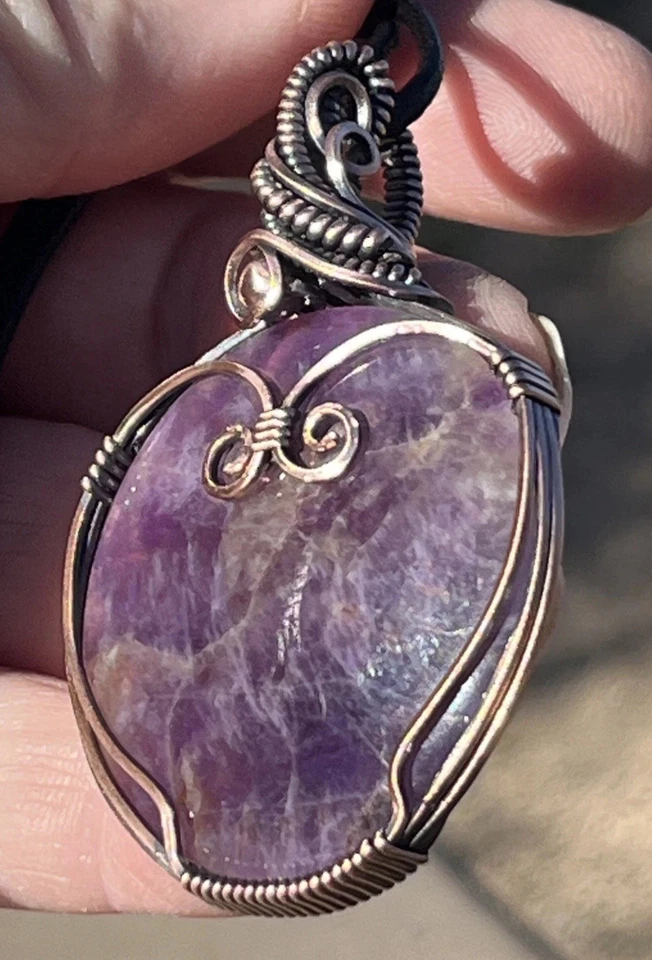 Amatista ~ Hecho a mano alambre de cobre envuelto colgante joyería 12m Foto 3 de 4