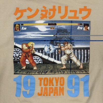 Street Fighter Hoodie Ken Ryu Tokyo Japan 91 Graphic Anime Gamer Pullover M