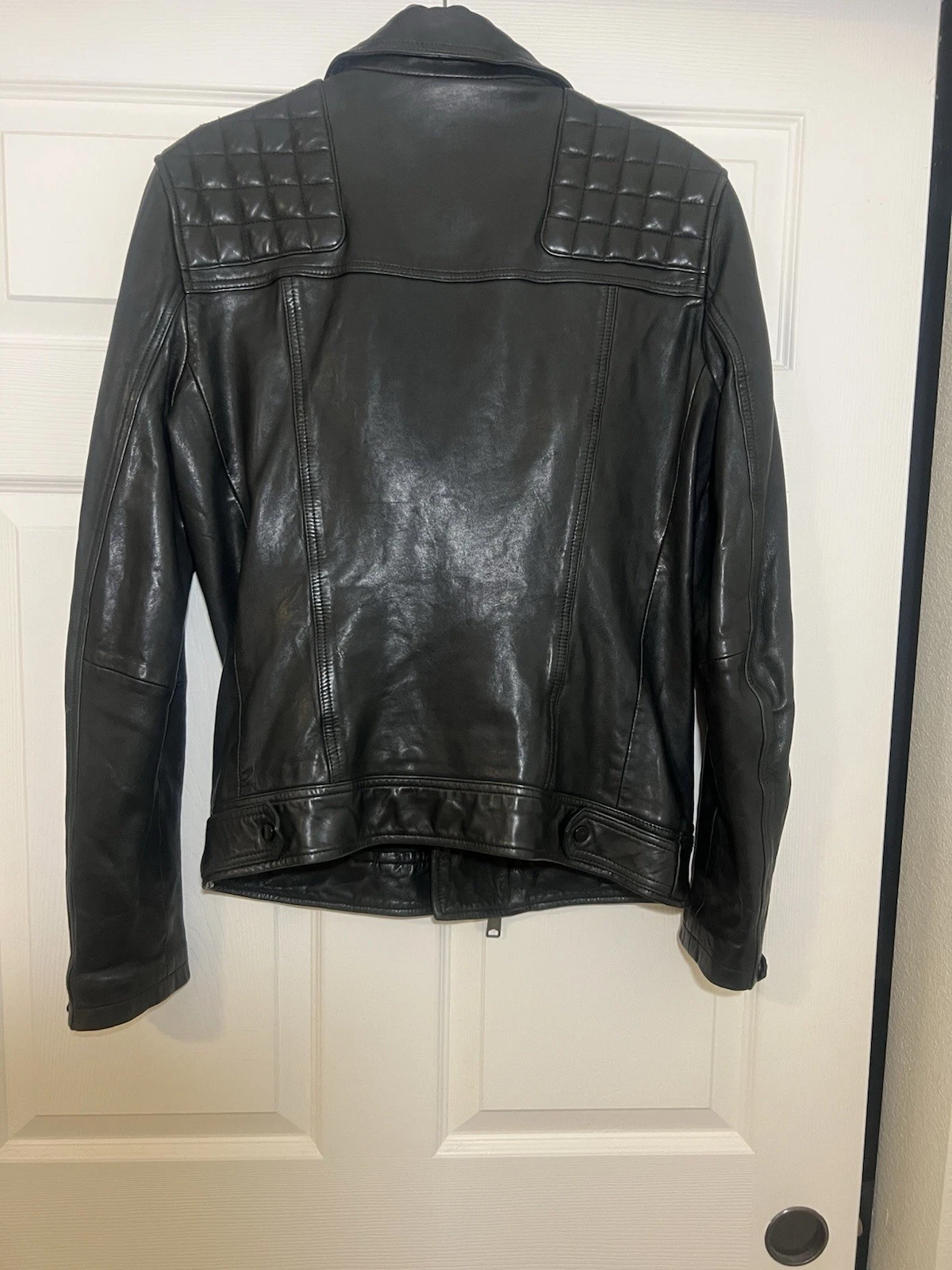 ALLSAINTS Conroy Leather Biker Jacket Black Size Small Men's Biker Motorcycle image 2