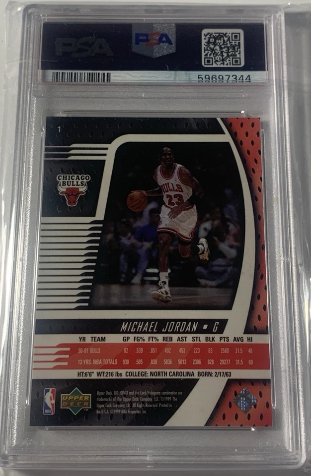 1998 Upper Deck Ionix Michael Jordan #1 PSA 9 MINT Chicago Bulls HOF - Image 2 of 4