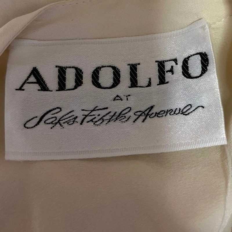 Blusa Adolfo Saks Fifth Avenue 100% Seda Vintage Manga Longa Botão Blusa Top P - Imagem 3 de 3