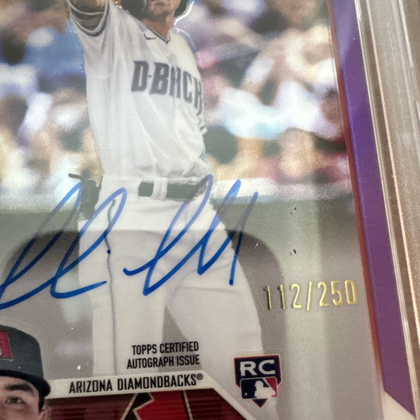 2023 Topps Chrome -RK Autos Corbin Carroll #RA-CCA Purple Refractor /250 PSA 10 view 3