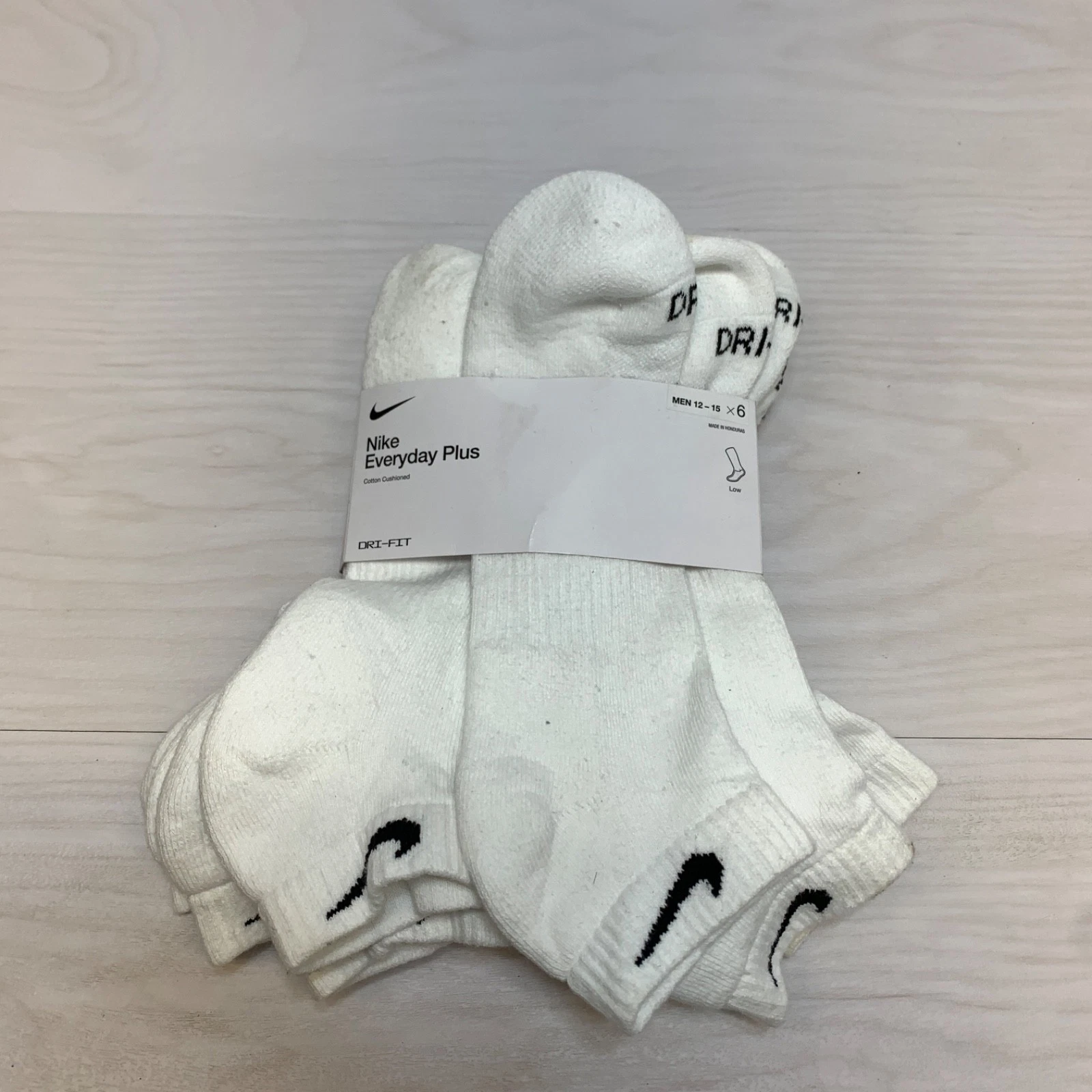 7 PAIR PACK MENS NIKE DRI-FIT EVERYDAY COTTON CUSHIONED Low XL 12-15 WHITE
