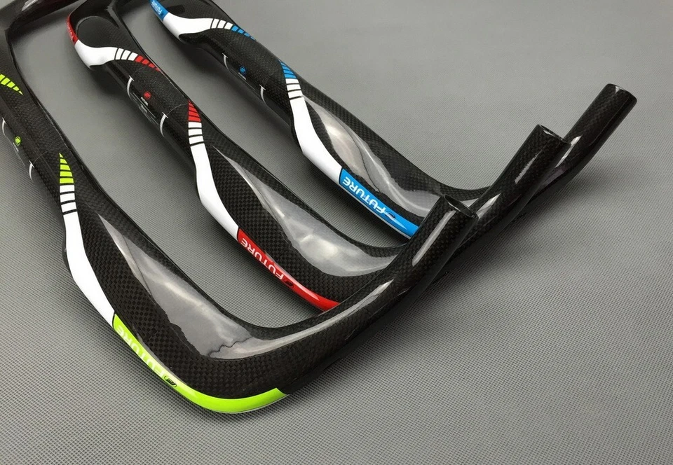 Bicicleta de Carretera 3K Carbono Completo 31.8mm TT Bullhorn Bar Manillar Triatlón 40cm Azul Foto 3 de 4