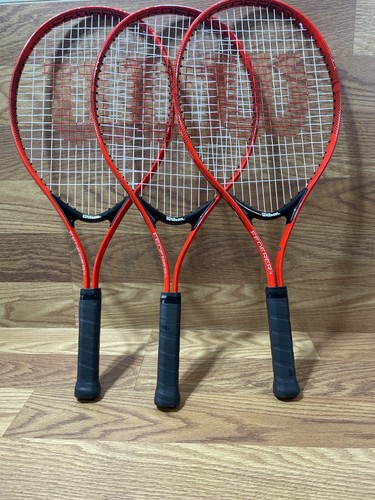 Lot Of 3Wilson Federer 25 Tennis Racket -  3 7/8" Red and Black