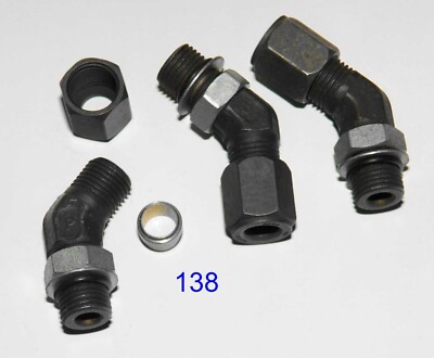7) PARKER 3/8'' COMPRESSION FITTING x SAE O-RING BOSS (ORB) MALE 45° DEGREE ELBOW