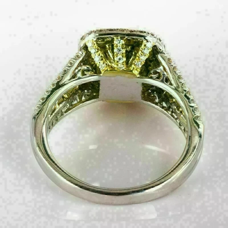 Anillo de compromiso de diamantes y citrino corte princesa de 2,50 quilates acabado en oro blanco de 14 k Foto 4 de 4