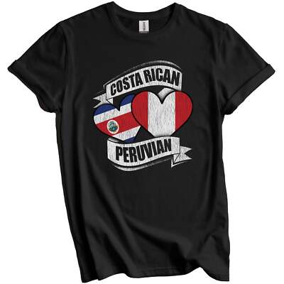 Costa Rican Peruvian Hearts Costa Rica Peru Flags T-Shirt