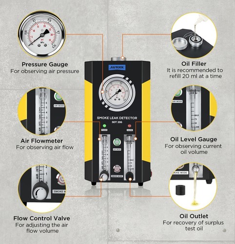 Detector de fugas de máquina de humo automotriz sistema de tuberías EVAP probador de diagnóstico de vacío - Imagen 40 de 46