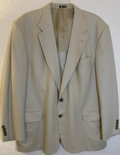Oscar De La Renta Men's 100 Silk Sport Coat Jacket Blazer Beige Size 46L Travel