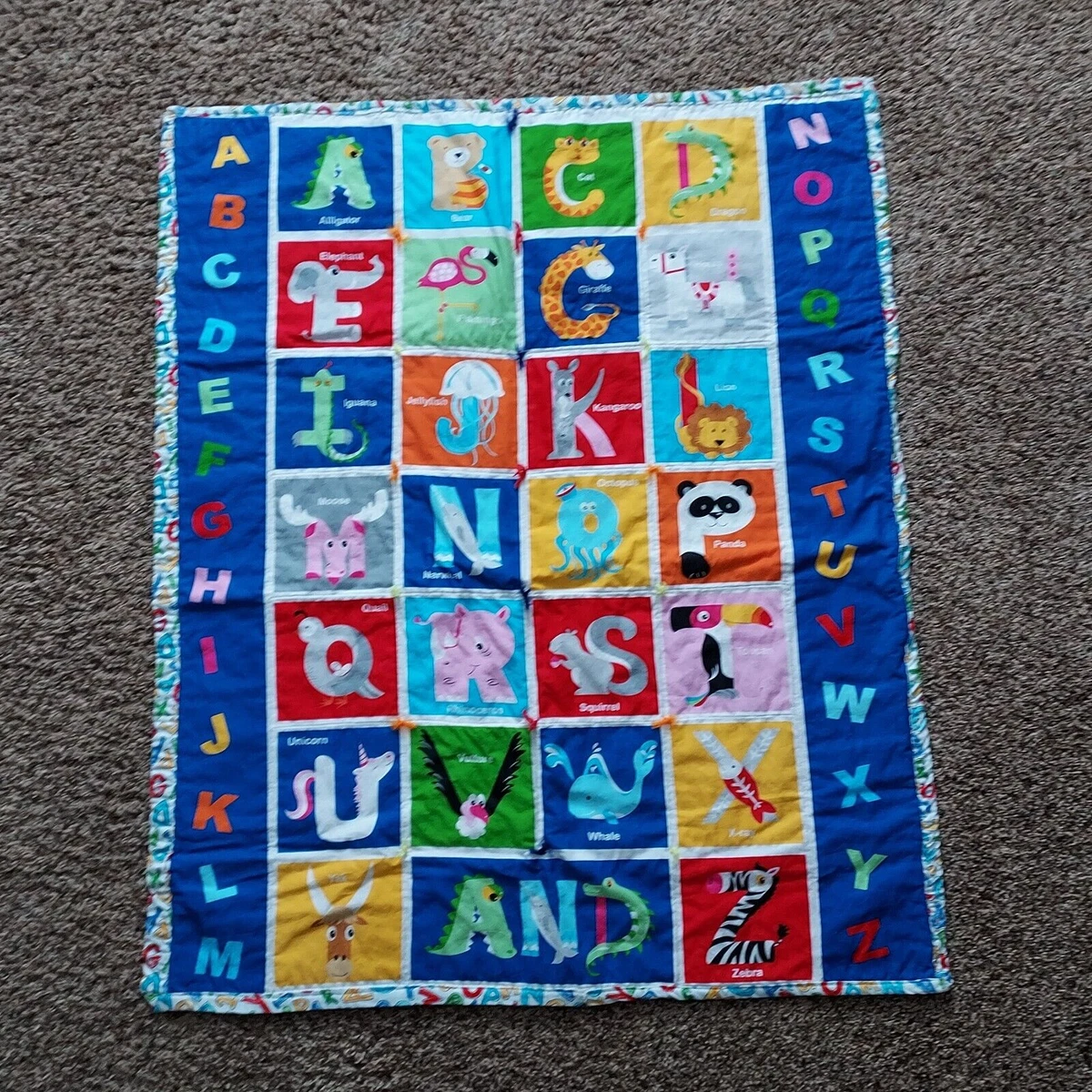 Handmade Baby Quilt Comforter Vintage Alphabet Quilt 42