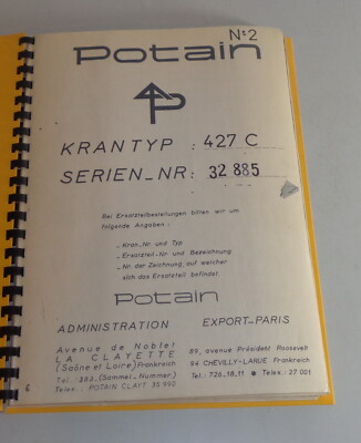 Parts Catalog / Spare Parts List Potain 427 C Crane Stand 04/1969