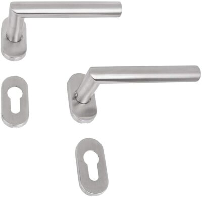 Drückergarnitur Türgriff oval Türbeschlag L-Form Edelstahl Gartentor PZ schmal