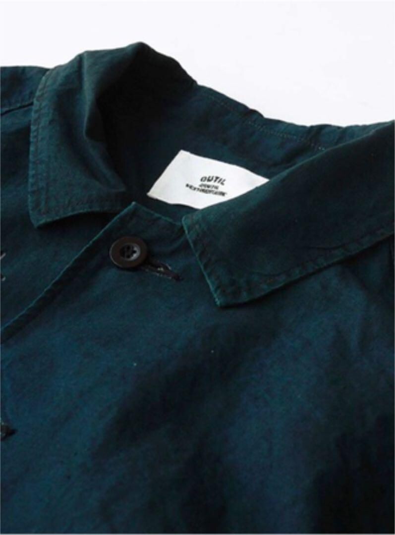Outil Manteau Uzes Lenin Black Indigo Bal Collar Long Coat